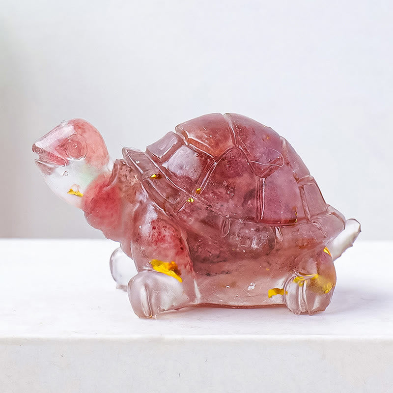 Natural Crystal Gravel Drip Resin Small Turtle Decoration Statue - Image 21