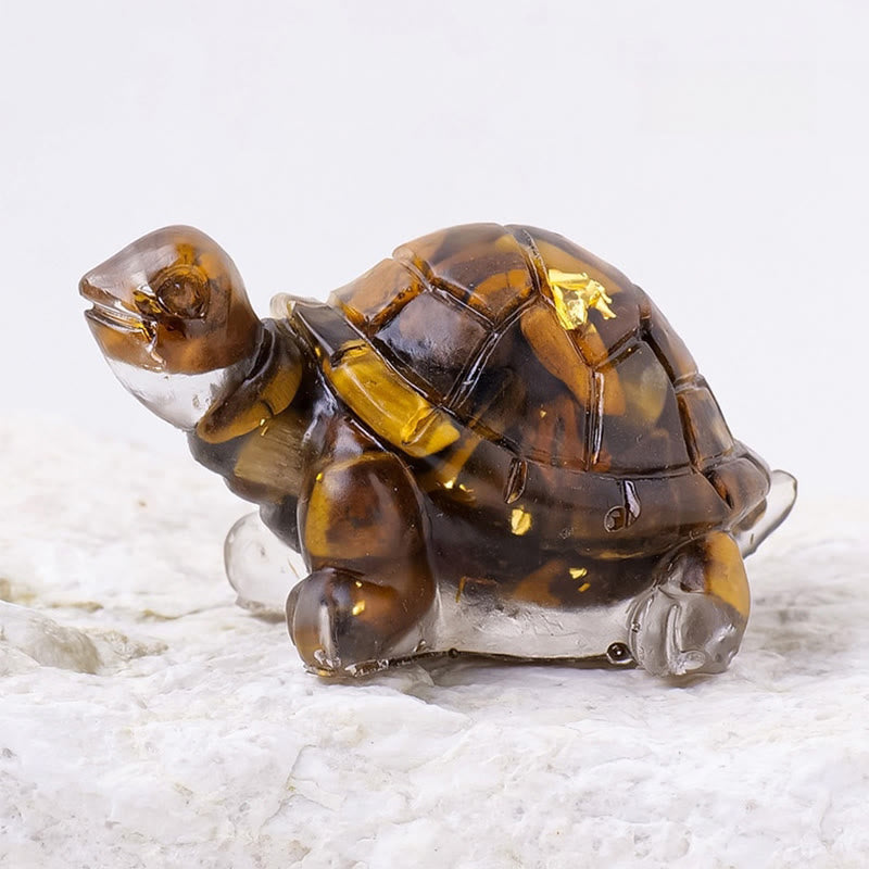 Natural Crystal Gravel Drip Resin Small Turtle Decoration Statue - Image 17