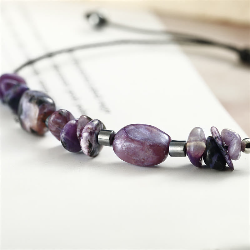 Live In The Moment Charoite Hematite Powerful Bracelet - Image 10