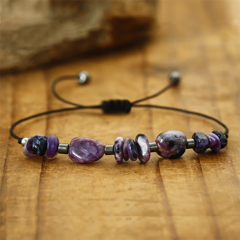 Live In The Moment Charoite Hematite Powerful Bracelet - Image 5