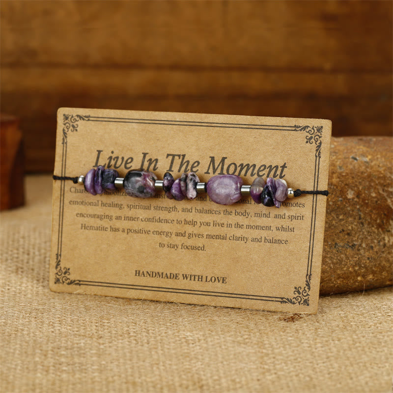 Live In The Moment Charoite Hematite Powerful Bracelet - Image 4