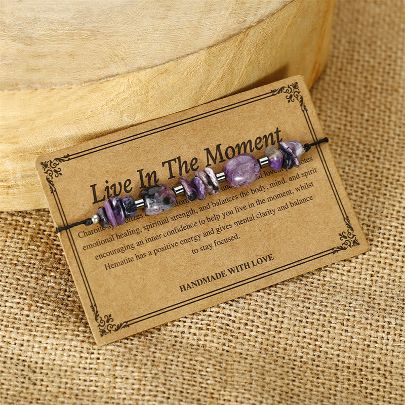 Live In The Moment Charoite Hematite Powerful Bracelet - Image 3