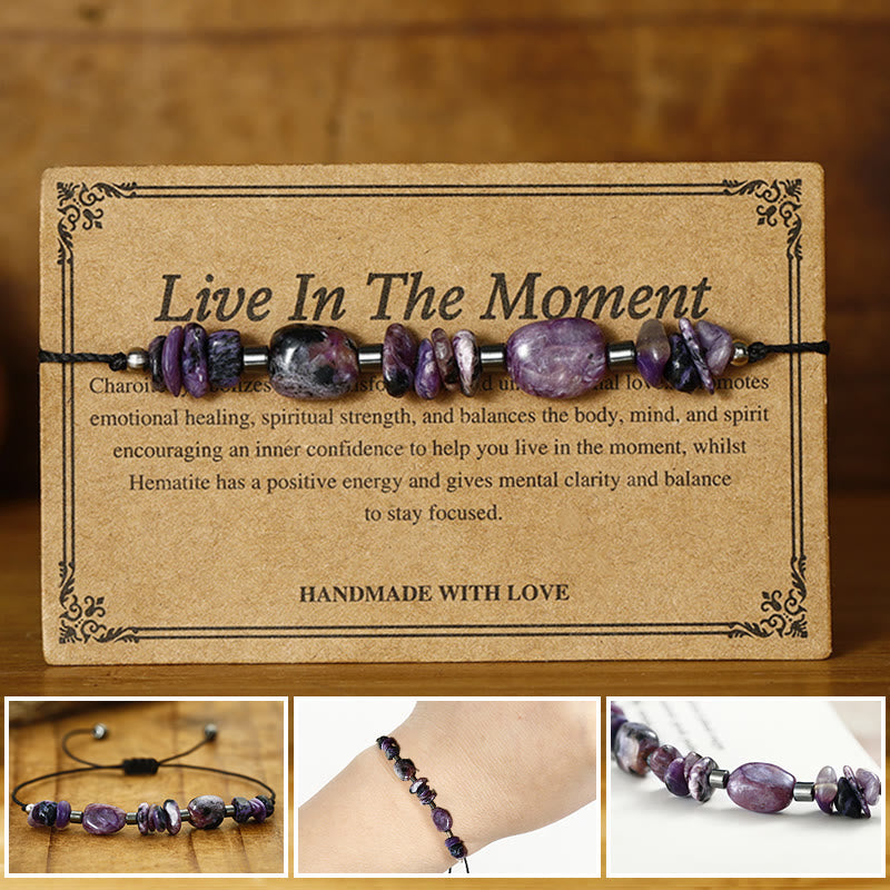 Live In The Moment Charoite Hematite Powerful Bracelet