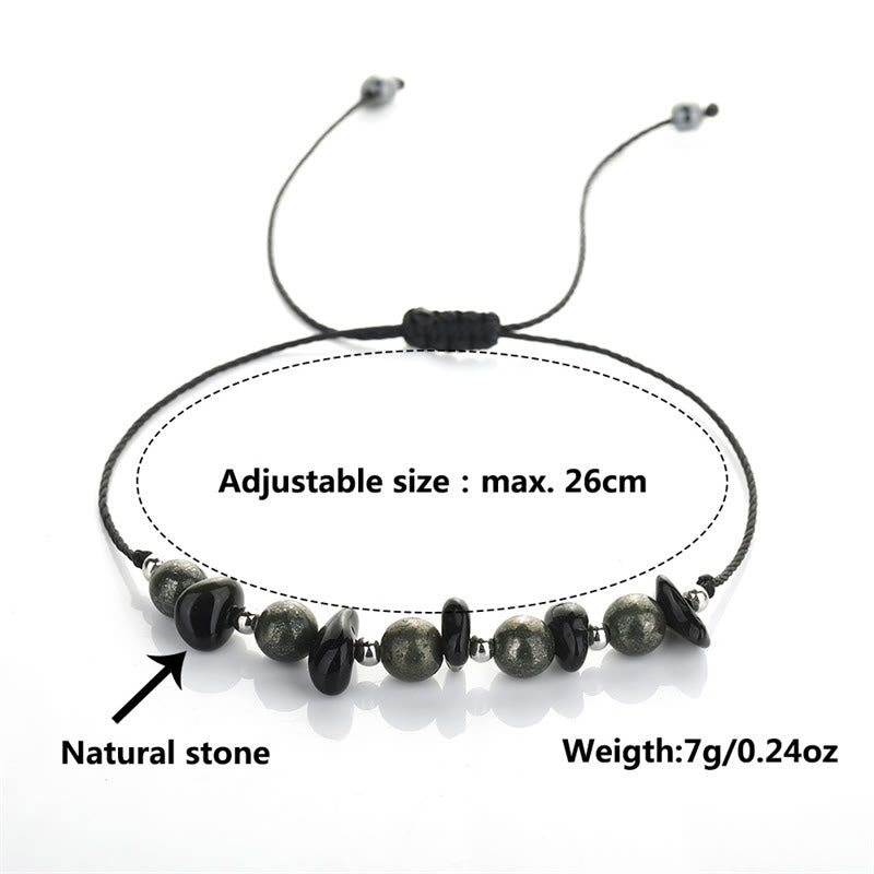 I Am Protected Iron Pyrite Black Obsidian Fulfillment Bracelet - Image 13