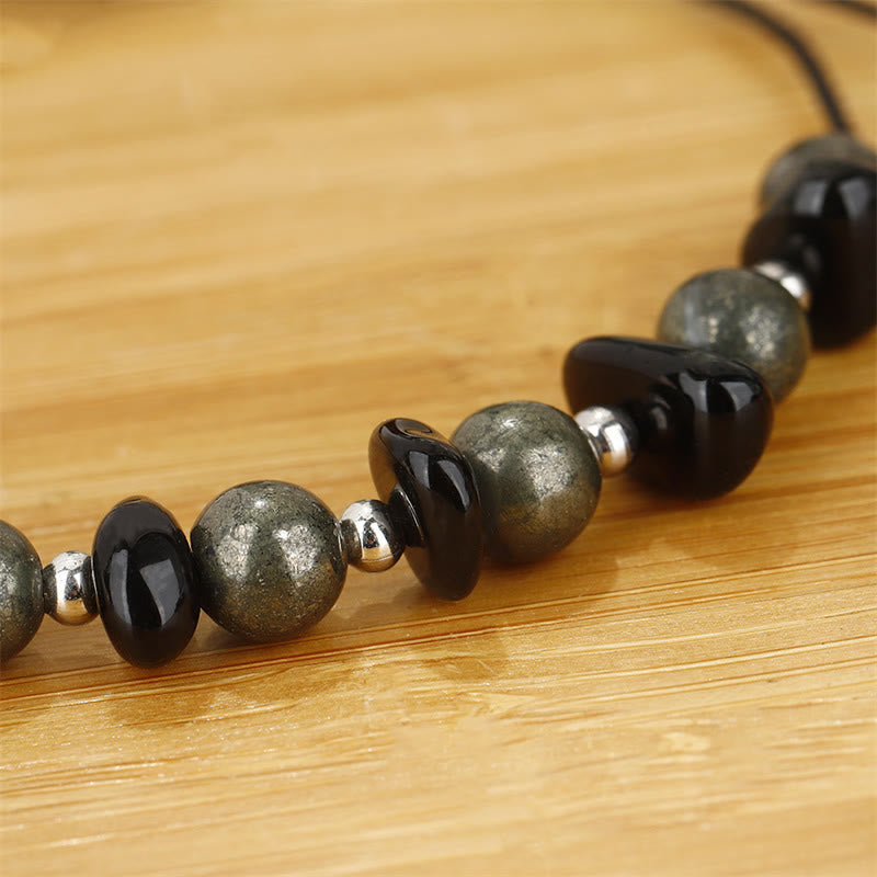 I Am Protected Iron Pyrite Black Obsidian Fulfillment Bracelet - Image 10