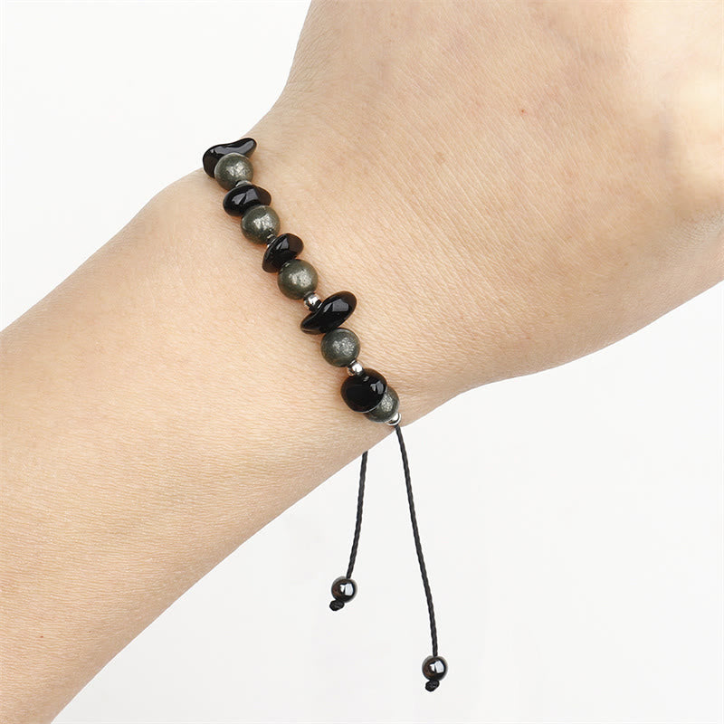 I Am Protected Iron Pyrite Black Obsidian Fulfillment Bracelet - Image 11