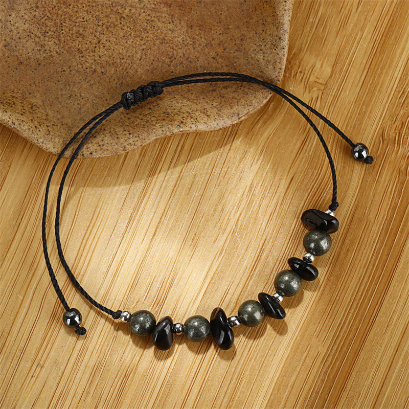 I Am Protected Iron Pyrite Black Obsidian Fulfillment Bracelet - Image 8