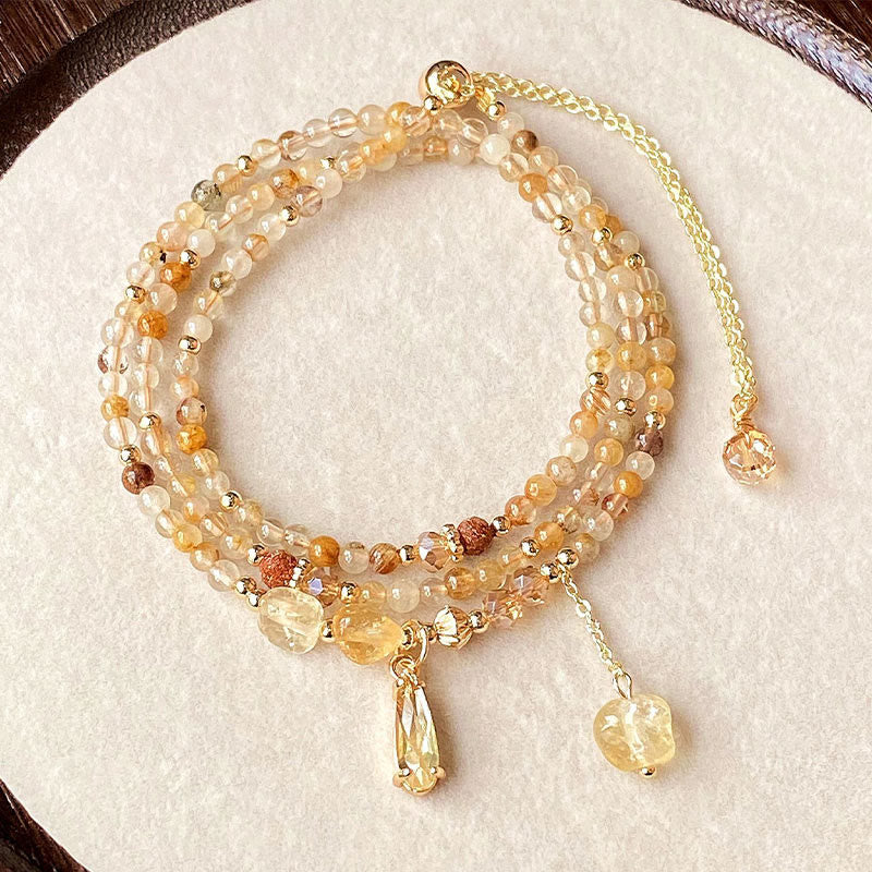 Natural Citrine Beads Pleasure Multi Layer Bracelet