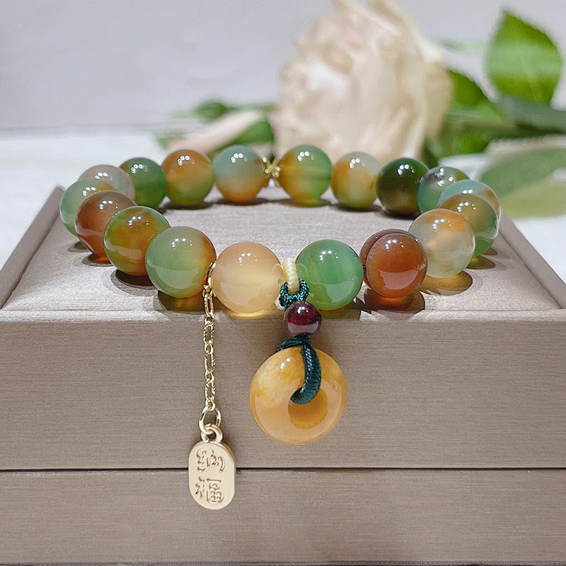 Peacock Agate Topaz Peace Buckle Nafu Balance Bracelet