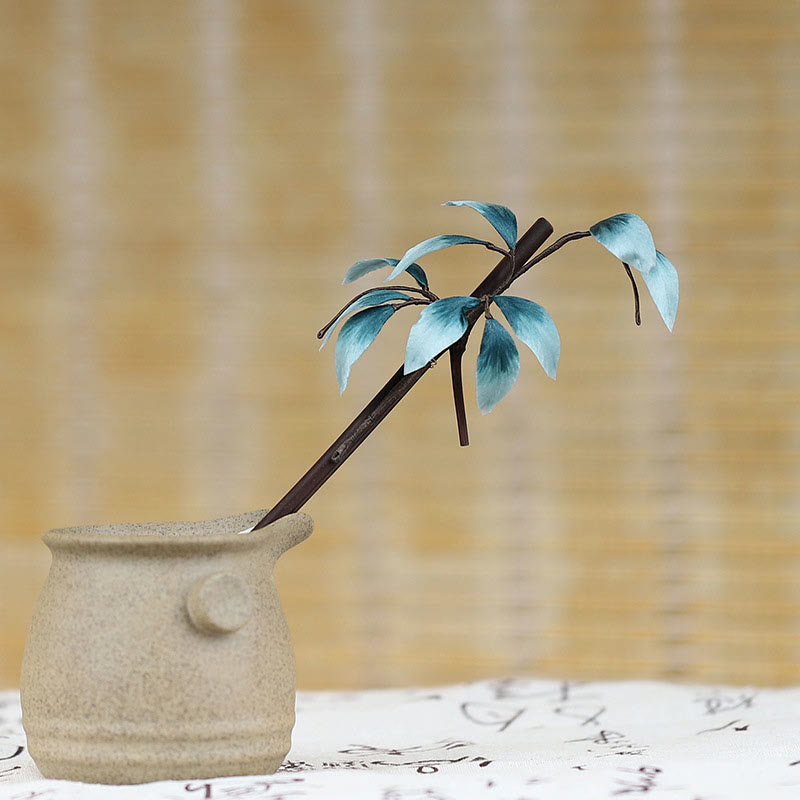 Handmade Velvet Flower Bamboo Leaf Soft Hairpin