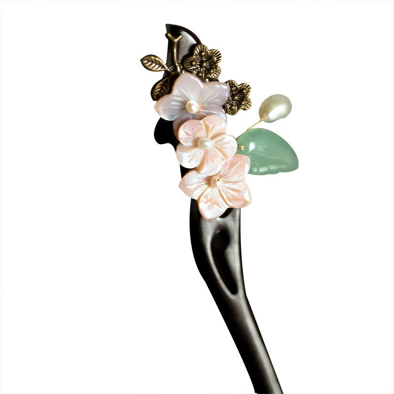 Ebony Shell Flower Leaves Blessing Hairpin - Image 11