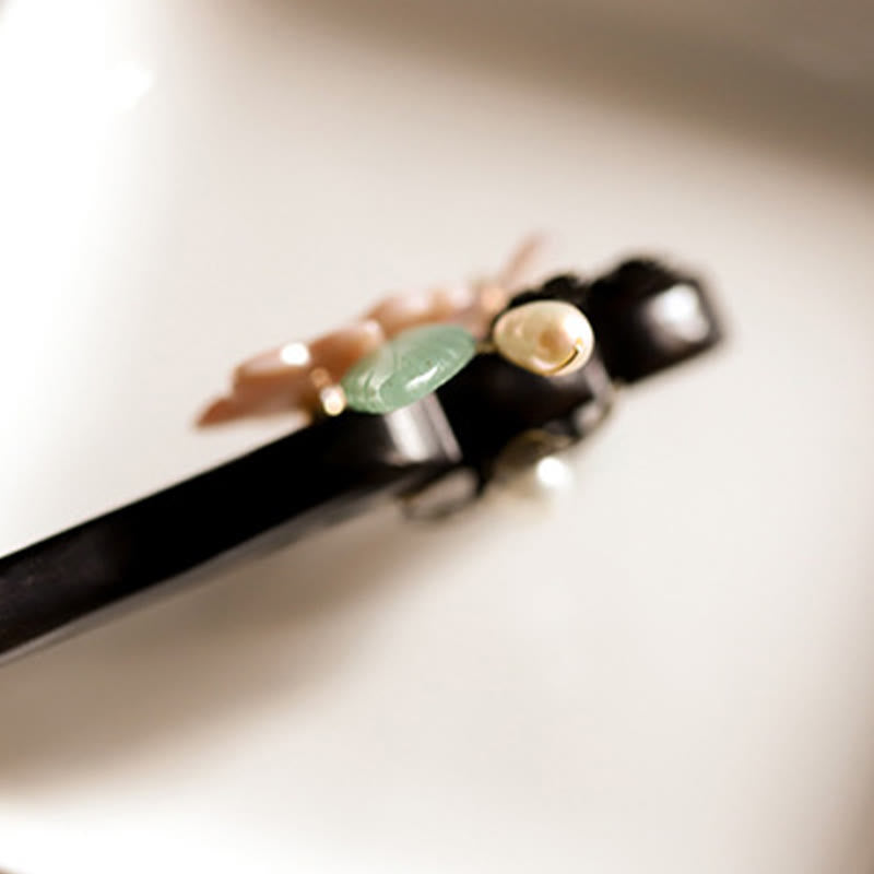 Ebony Shell Flower Leaves Blessing Hairpin - Image 10