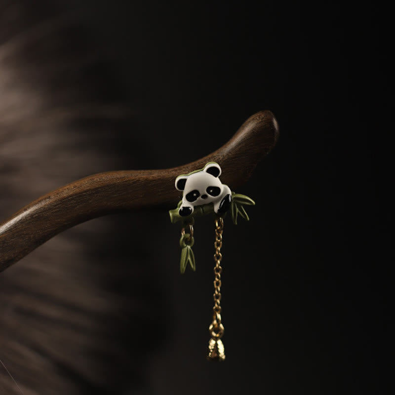 Ebony Panda Bamboo Tassel Courage Hairpin - Image 5