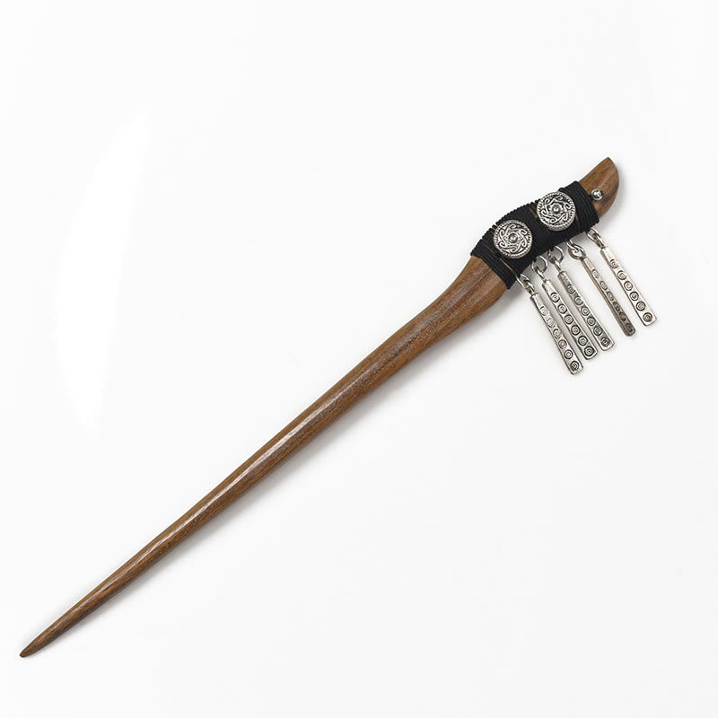 Silver Tassel Green Sandalwood Soothing Hairpin - Image 13