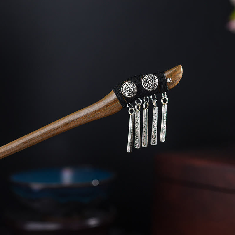 Silver Tassel Green Sandalwood Soothing Hairpin