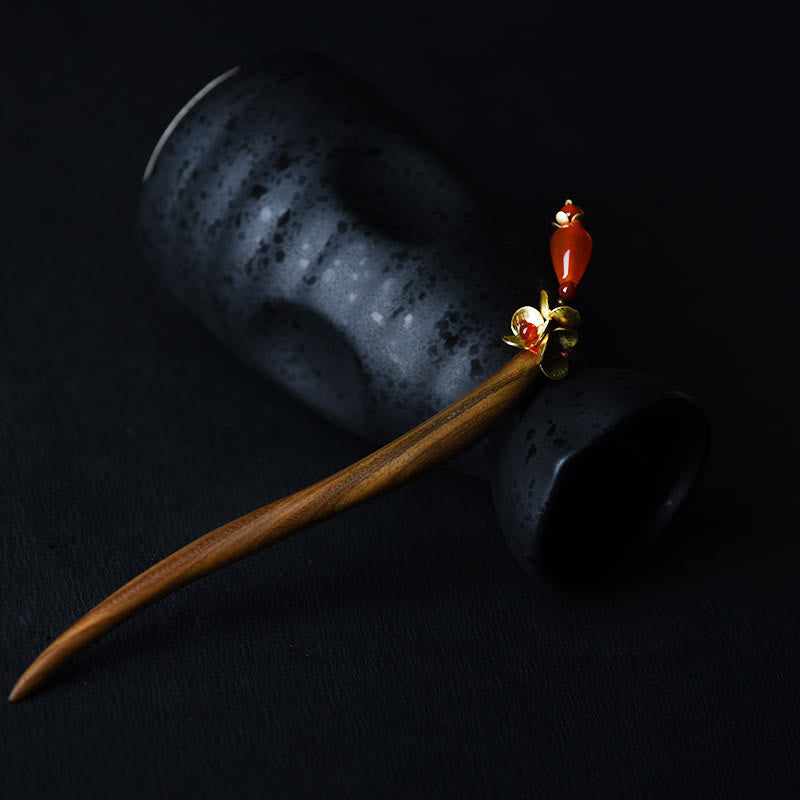 Silver Tassel Green Sandalwood Soothing Hairpin - Image 3