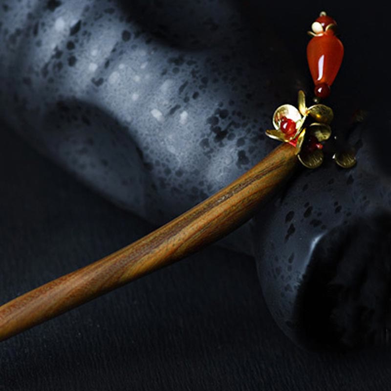 Silver Tassel Green Sandalwood Soothing Hairpin - Image 11