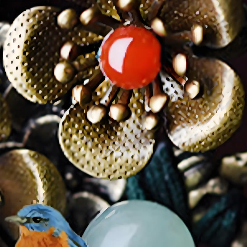 Green Aventurine Red Agate Alloy Flowers Soothing Hairpin - Image 11