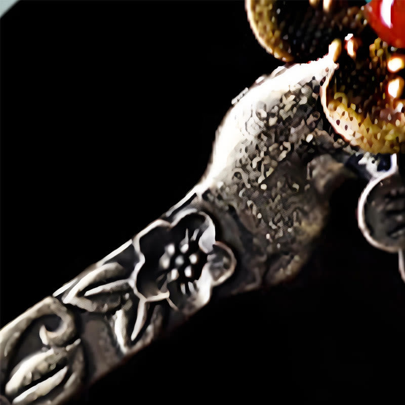 Green Aventurine Red Agate Alloy Flowers Soothing Hairpin - Image 10