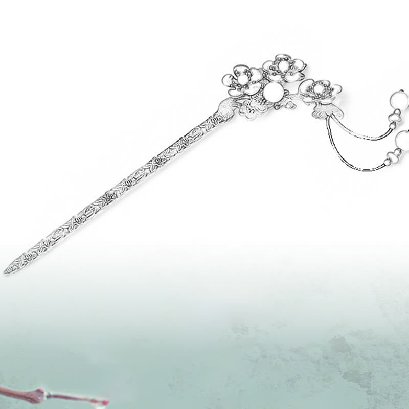 Green Aventurine Red Agate Alloy Flowers Soothing Hairpin - Image 8