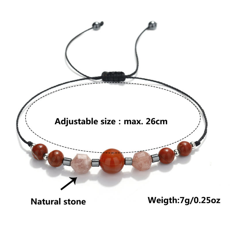 Believe You Can Carnelian Red Jasper Hematite Sun Stone Positive Bracelet - Image 13