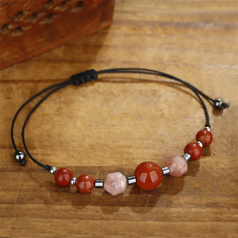 Believe You Can Carnelian Red Jasper Hematite Sun Stone Positive Bracelet - Image 5