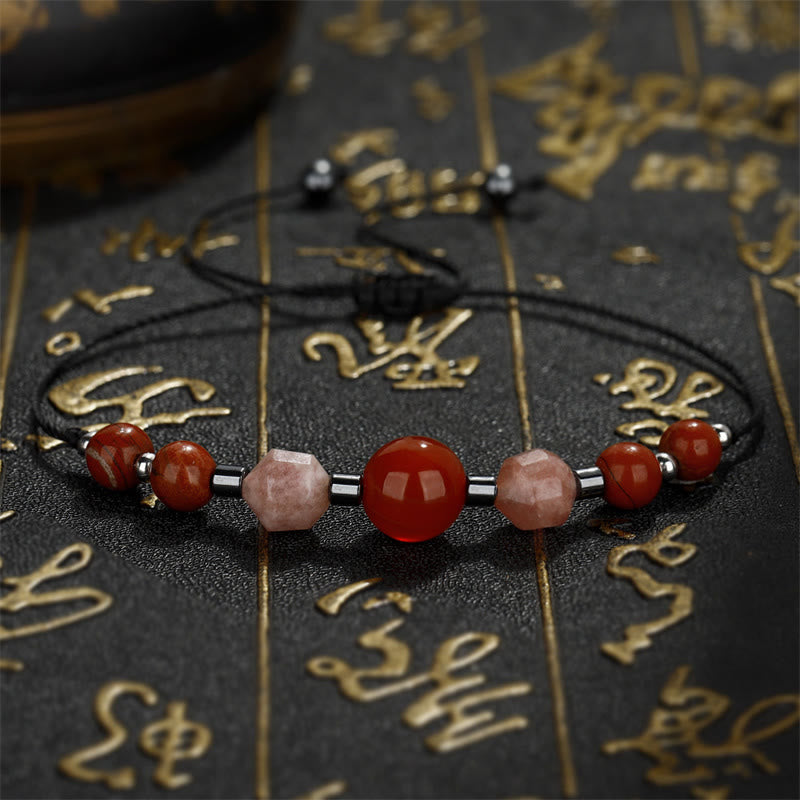 Believe You Can Carnelian Red Jasper Hematite Sun Stone Positive Bracelet - Image 12