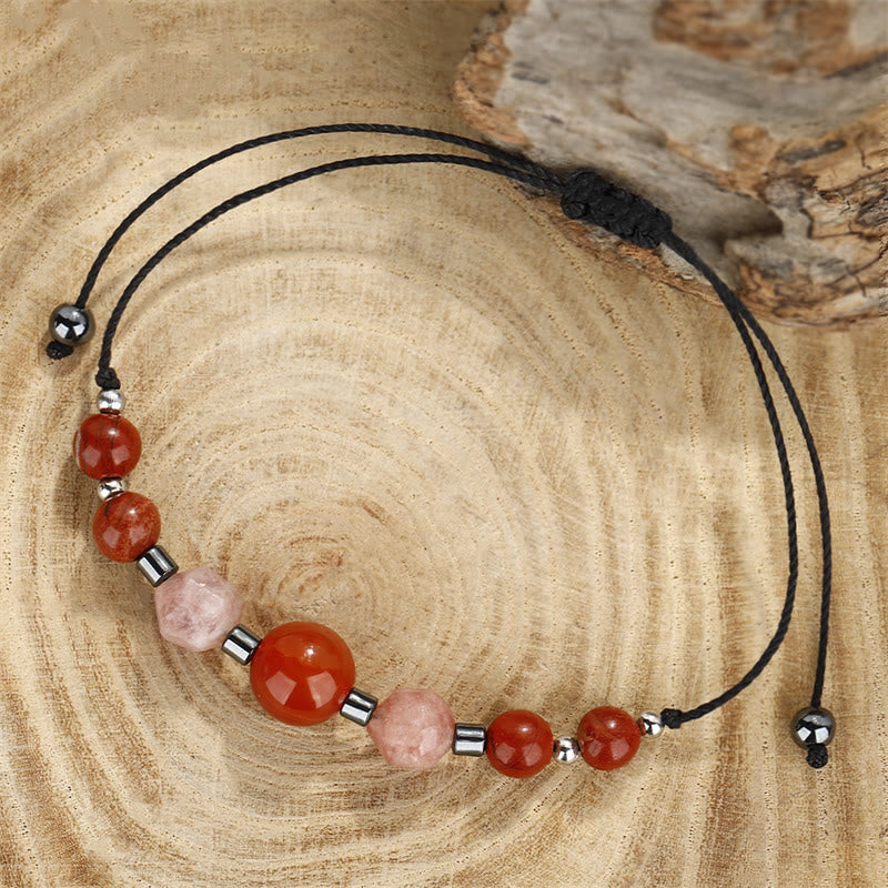 Believe You Can Carnelian Red Jasper Hematite Sun Stone Positive Bracelet - Image 8