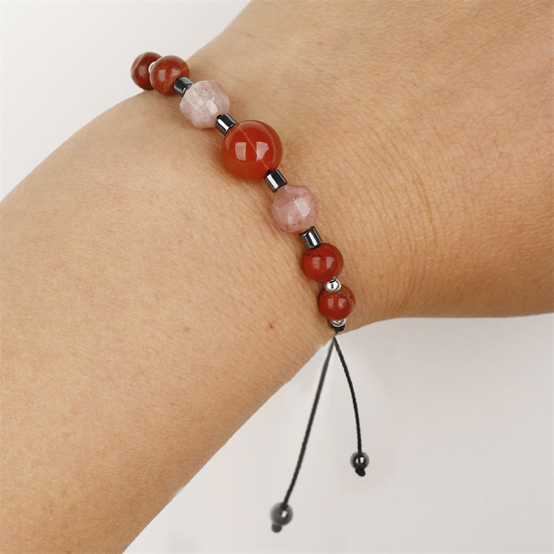 Believe You Can Carnelian Red Jasper Hematite Sun Stone Positive Bracelet - Image 10