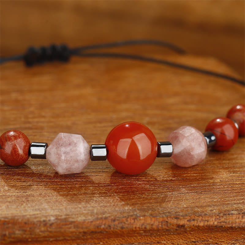 Believe You Can Carnelian Red Jasper Hematite Sun Stone Positive Bracelet - Image 11