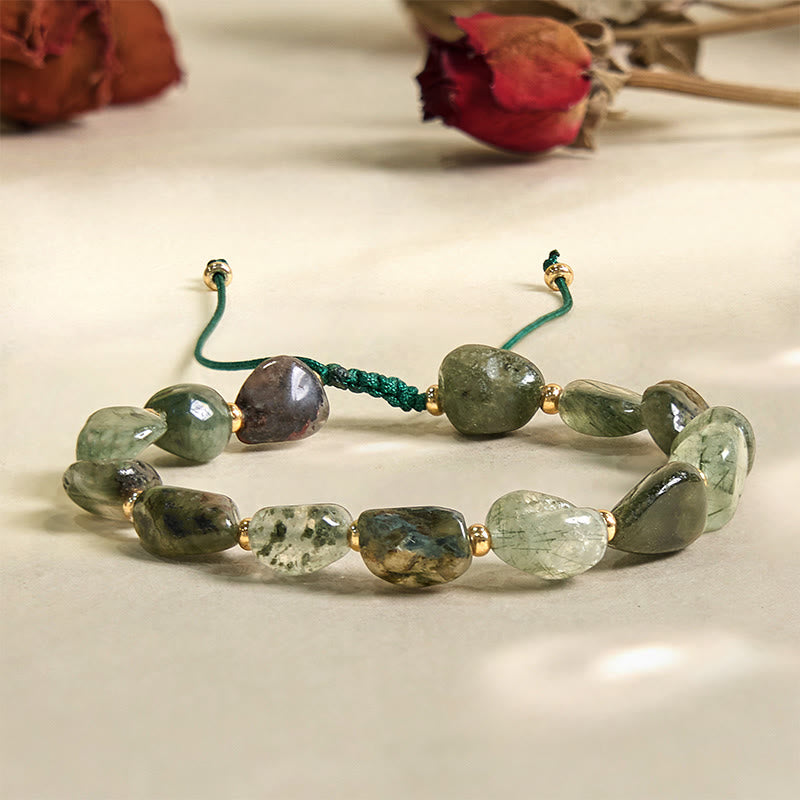 Green Rutilated Quartz Braid String Protection Bracelet