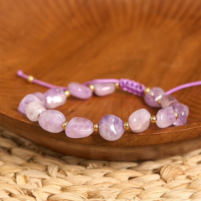 Irregular Shape Amethyst Braid String Balance Bracelet - Image 3