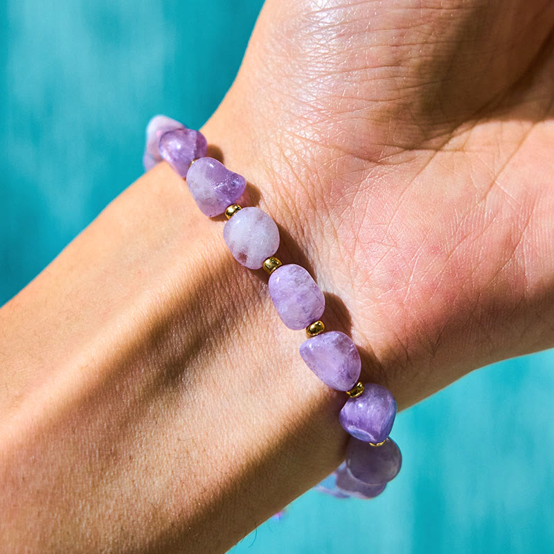 Irregular Shape Amethyst Braid String Balance Bracelet - Image 6