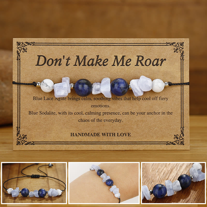 Don't Make Me Roar Purple Agate Blue Lace Agate Blue Sodalite Protection Bracelet