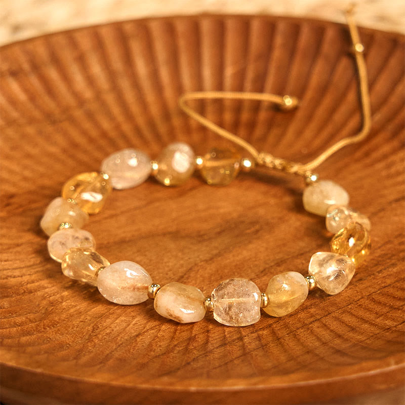 Irregular Shape Citrine Braid String Happiness Bracelet - Image 4