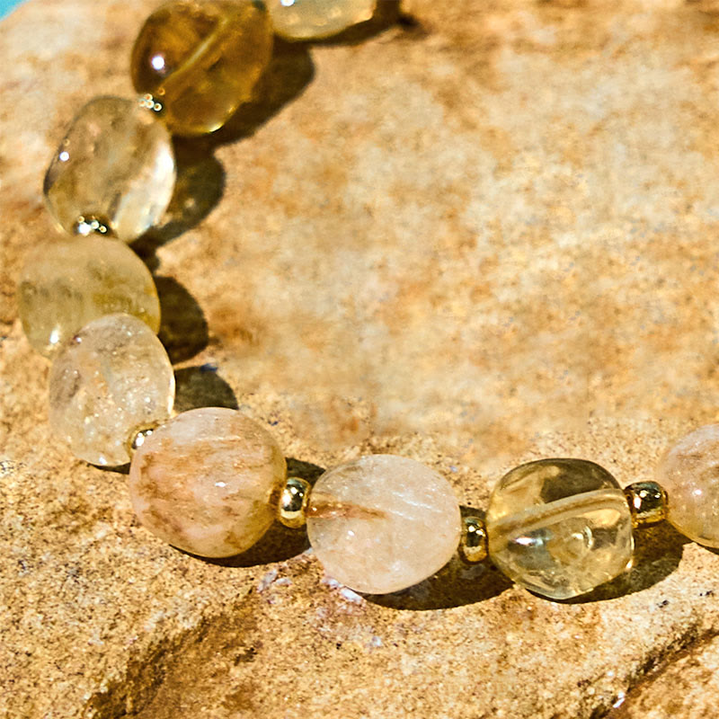 Irregular Shape Citrine Braid String Happiness Bracelet - Image 6
