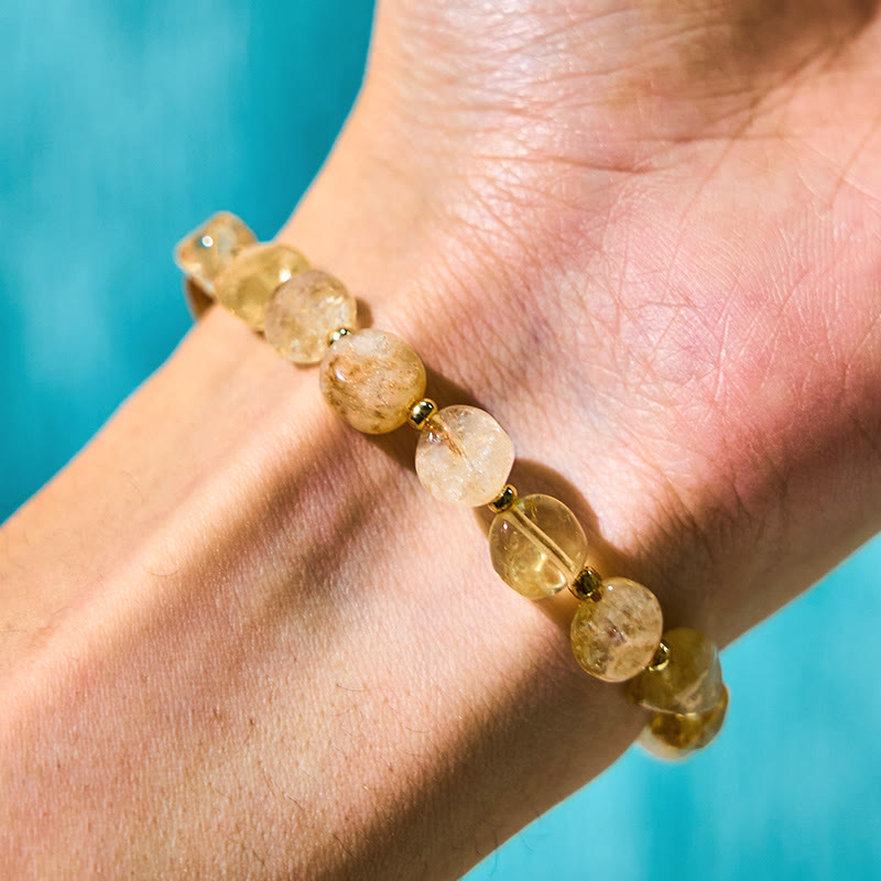 Irregular Shape Citrine Braid String Happiness Bracelet - Image 7