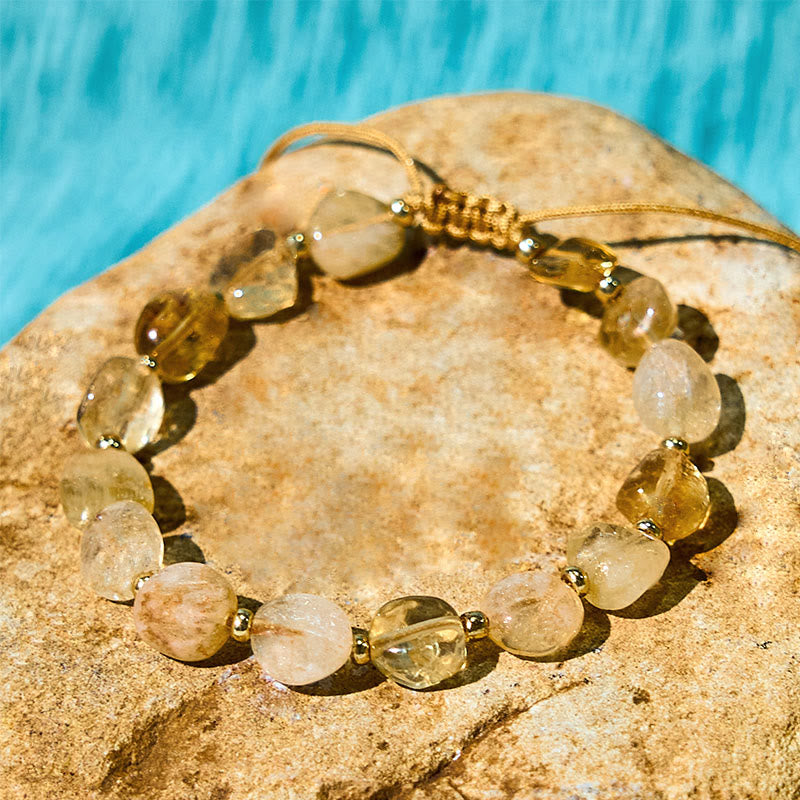 Irregular Shape Citrine Braid String Happiness Bracelet - Image 5