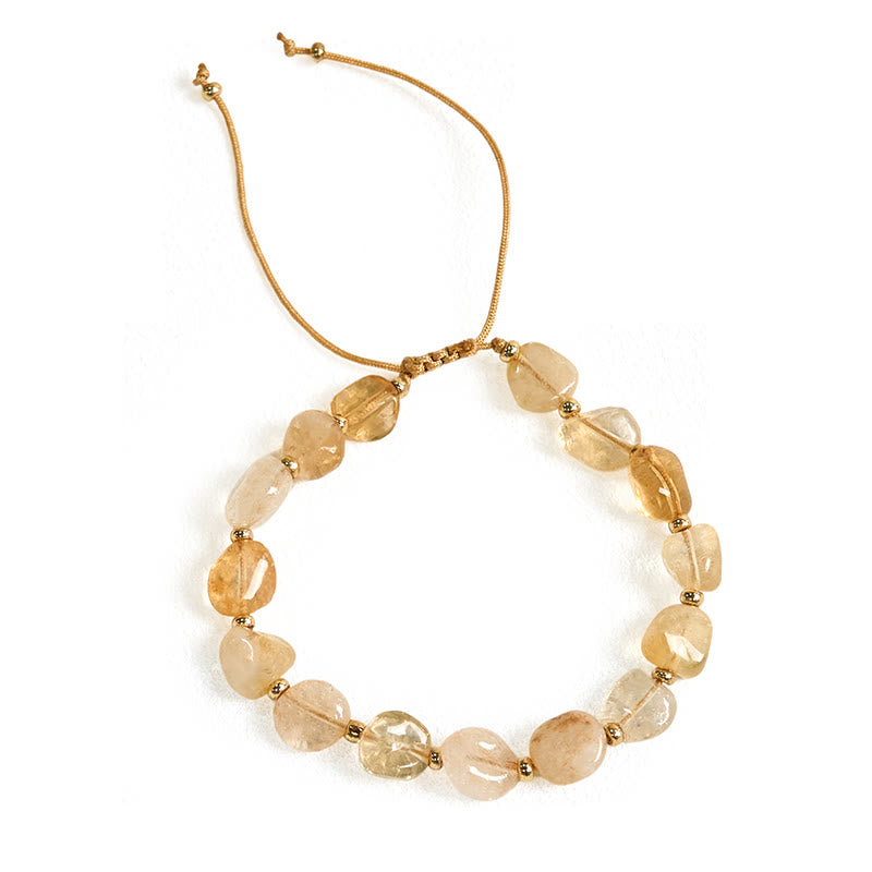 Irregular Shape Citrine Braid String Happiness Bracelet - Image 8