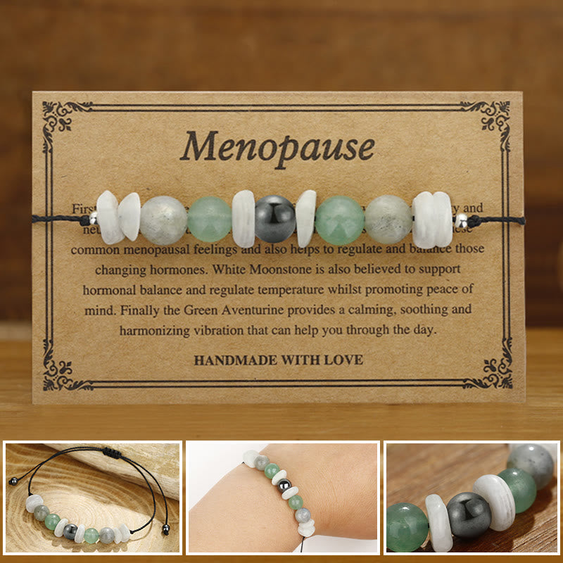 Menopause Labradorite Green Aventurine White Moonstone Healing Bracelet