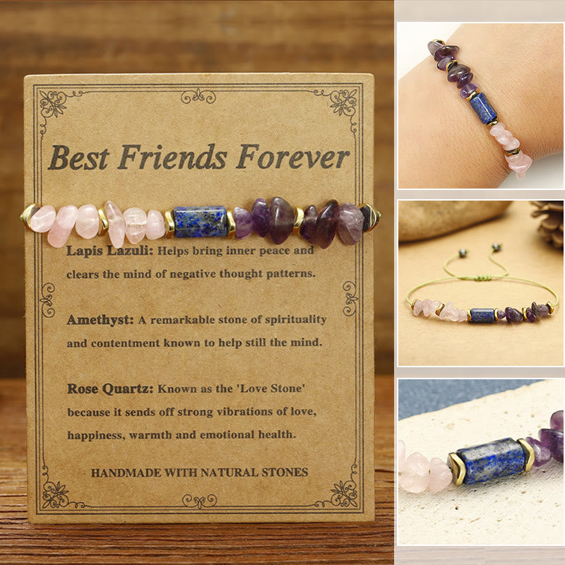 Best Friends Forever Amethyst Rose Quartz Lazurite Spiritual Bracelet