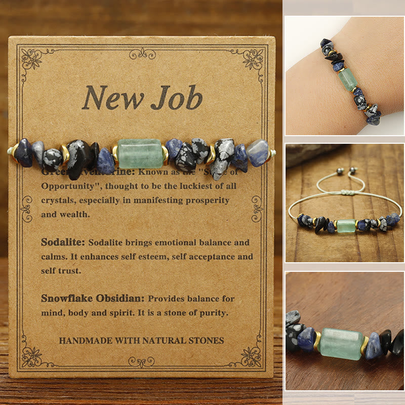 New Job Green Aventurine Sodalite Snowflake Obsidian Energy Bracelet