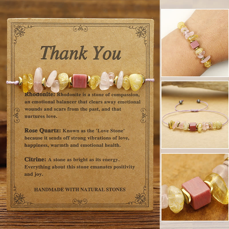 Thank You Rose Quartz Citrine Rhodonite Passionate Bracelet
