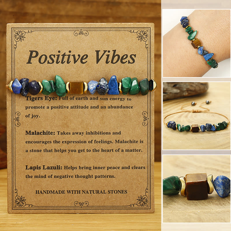 Buddha Stone Positive Vibes Malachite Tiger's Eye Lazurite Anti-anxiety Bracelet