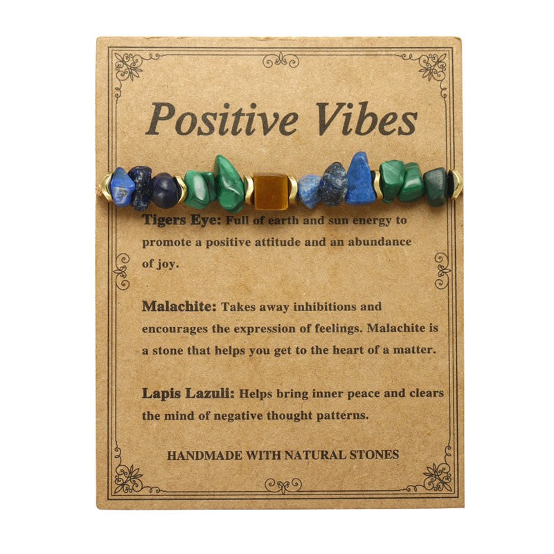 Buddha Stone Positive Vibes Malachite Tiger's Eye Lazurite Anti-anxiety Bracelet - Image 5