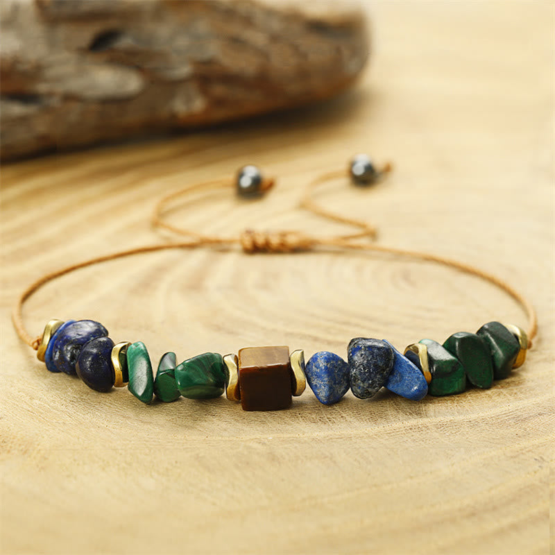 Buddha Stone Positive Vibes Malachite Tiger's Eye Lazurite Anti-anxiety Bracelet - Image 4