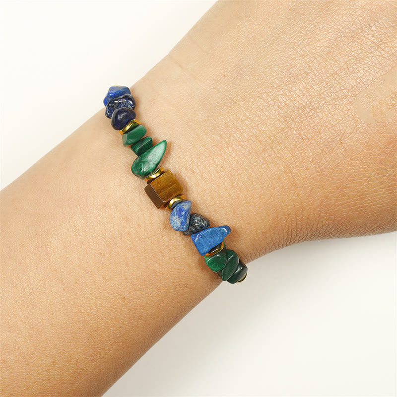 Buddha Stone Positive Vibes Malachite Tiger's Eye Lazurite Anti-anxiety Bracelet - Image 6