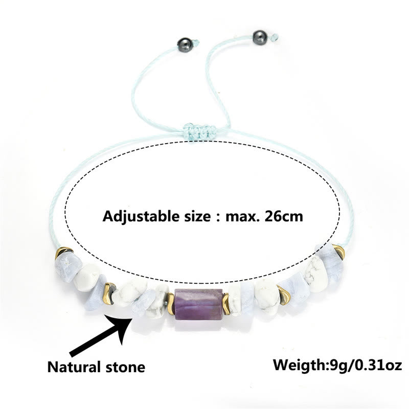 De-Stress Amethyst Blue Lace Agate Howlite Healing Bracelet - Image 11