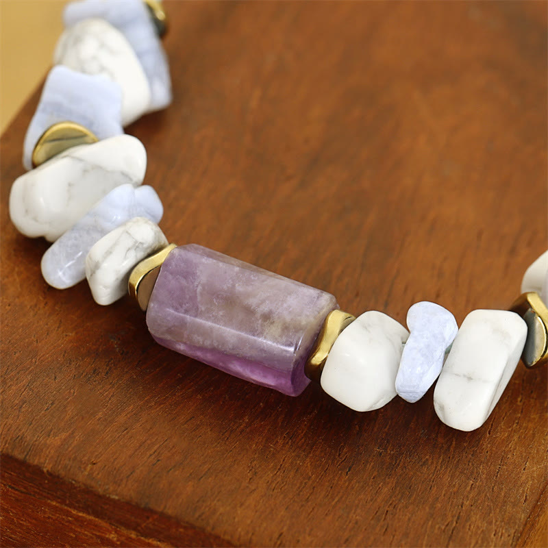 De-Stress Amethyst Blue Lace Agate Howlite Healing Bracelet - Image 8