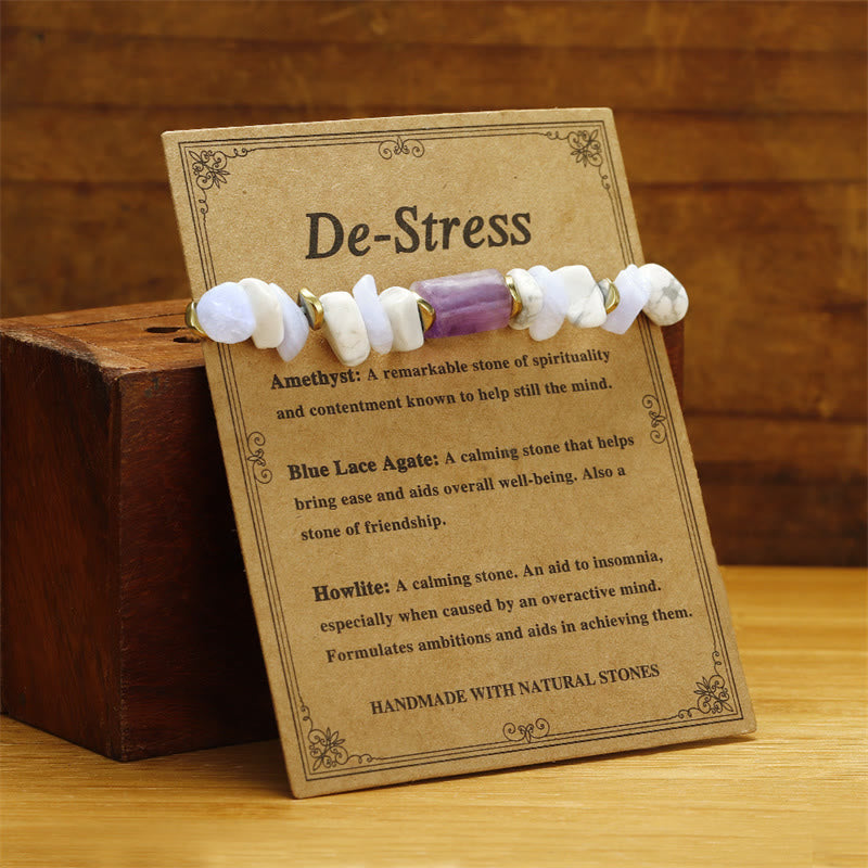 De-Stress Amethyst Blue Lace Agate Howlite Healing Bracelet - Image 3